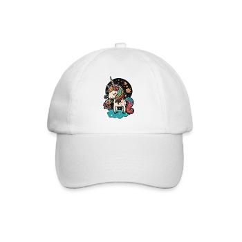 Cute magic unicorn for kindergarten and school - Baseball Cap - white/white - Front