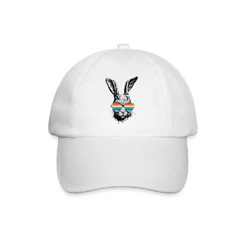 Lapin rétro avec lunettes de soleil oreilles de lapin de Pâques - Casquette classique - blanc/blanc - Devant