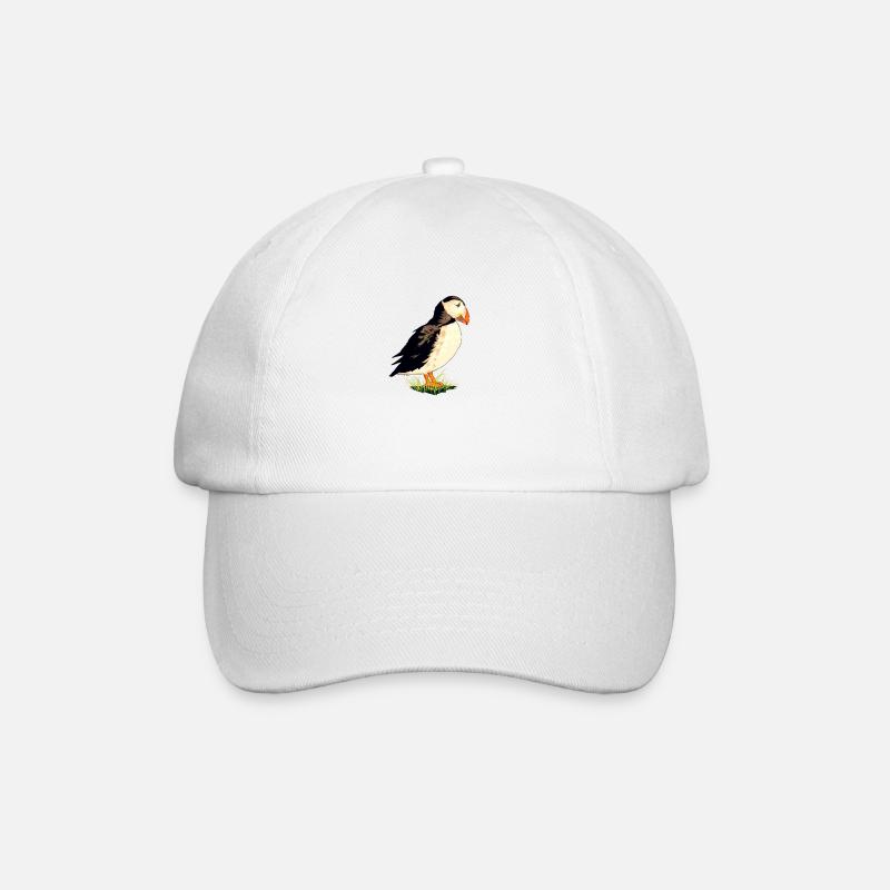 Zeichnung des Papageientaucher - Baseballkappe - Weiß/Weiß