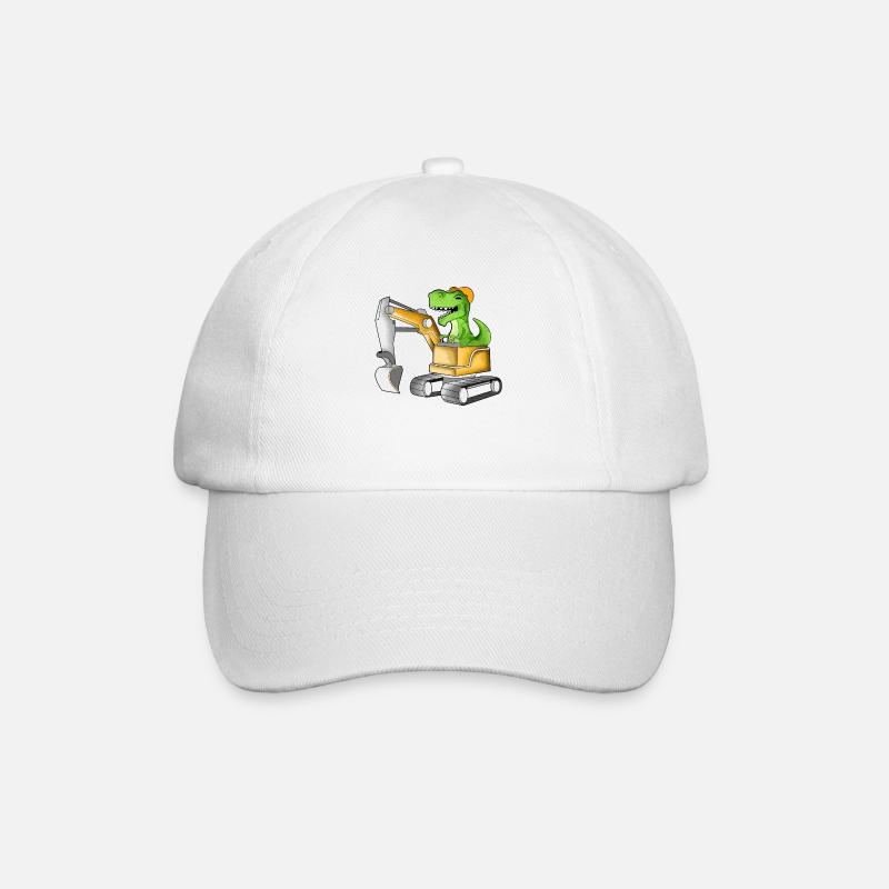 TREX fährt Bagger - Baggerfahrer - Baseballkappe - Weiß/Weiß