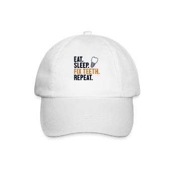 Manger Sommeil Réparer les dents Répéter Laboratoire dentaire Technicien dentaire - Casquette classique - blanc/blanc - Devant