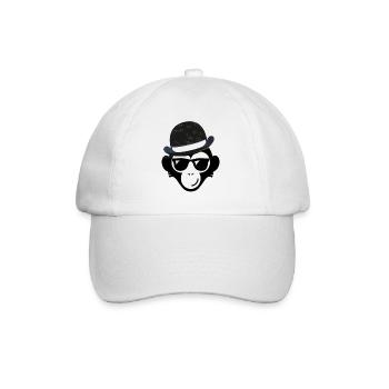Affe mit Hut Wildtier Menschenaffe Geschenkidee - Baseballkappe - Weiß/Weiß - Vorne
