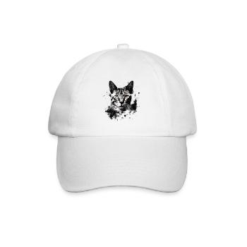 Bengal cat in black and white abstract art - Baseball Cap - white/white - Front