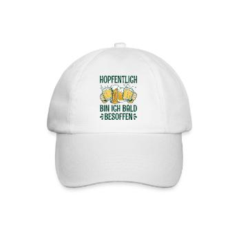 Hopfentlich Bin Ich Bald Besoffen Bier Saufen - Baseballkappe - Weiß/Weiß - Vorne
