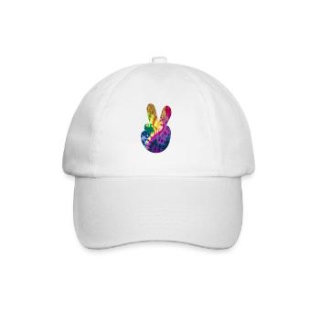 Groovy Tie Dye Peace Hand - Baseballkappe - Weiß/Weiß - Vorne