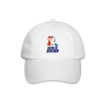 Erkenne die Zeichen - Mittelfinger Einhorn - Baseballkappe - Weiß/Weiß - Vorne