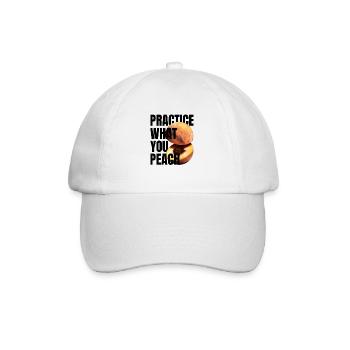 Practice what you peach - Lustiger Spruch Pfirsich - Baseball Cap - white/white - Front