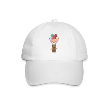 Capybara flies upwards with colorful balloons - Baseball Cap - white/white - Front