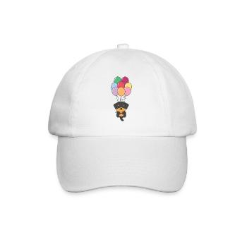 Rottweiler flies to the top with colorful balloons - Baseball Cap - white/white - Front