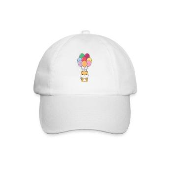 Hamster flies upwards with colorful balloons - Baseball Cap - white/white - Front