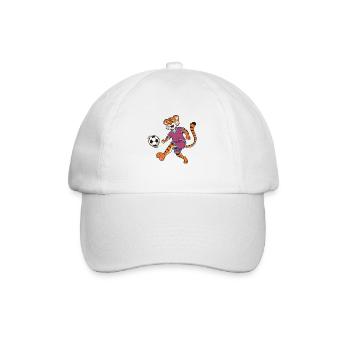 Comic Tiger plays football - Baseball Cap - white/white - Front
