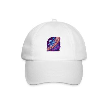 Astronaut Riding a Pizza Through Space - Baseball Cap - white/white - Front