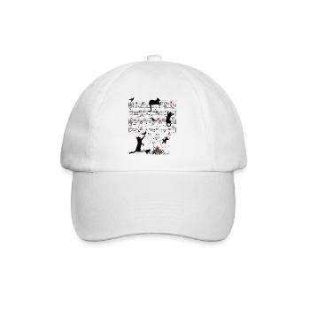 Notenblatt Katzen Herzen Musik Amsel - Baseballkappe - Weiß/Weiß - Vorne