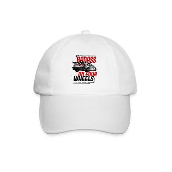 Badass on four wheels for a car enthusiast - Baseball Cap - white/white - Front