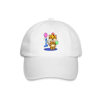 1 Birthday 1 Year Old with Animal Motif - One - Baseball Cap - white/white - Front
