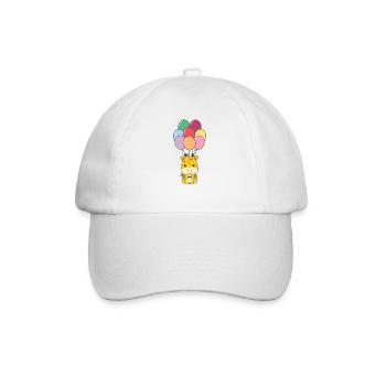 Giraffe flies upwards with colorful balloons - Baseball Cap - white/white - Front
