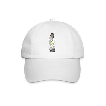 Agender Flag Pride LGBTQ Cute Penguin Stack - Baseball Cap - white/white - Front