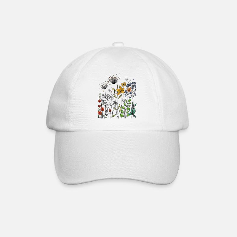 Blumen - Baseballkappe - Weiß/Weiß