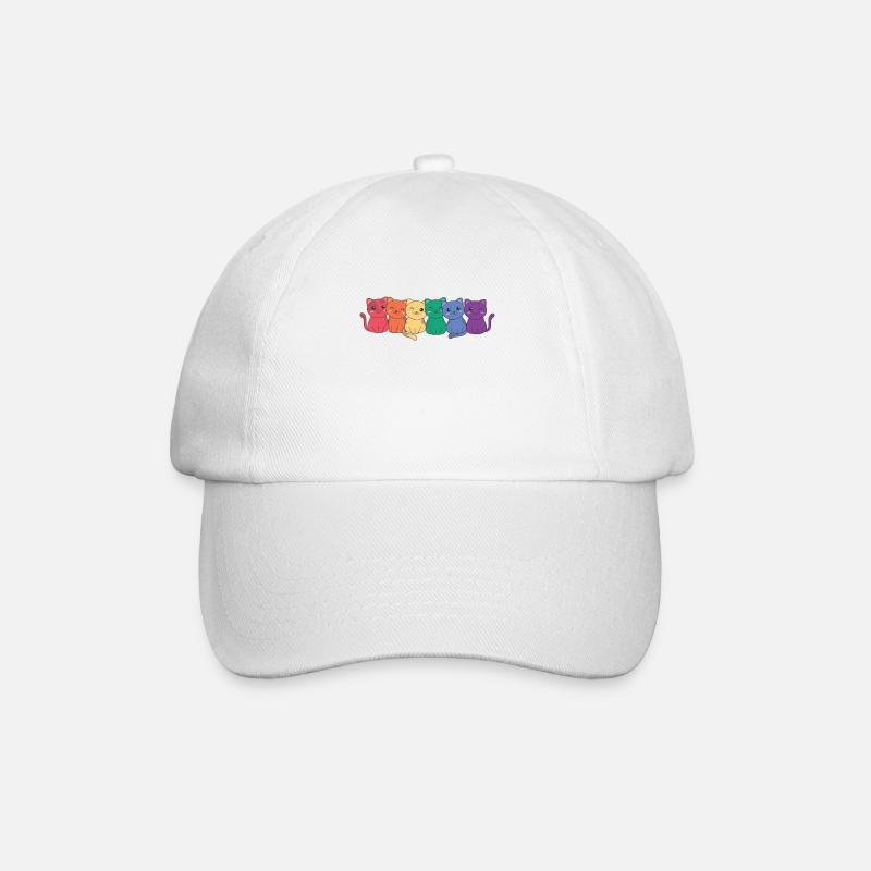Regenbogen Katze Flag Pride LGBTQ süße Katzen - Baseballkappe - Weiß/Weiß