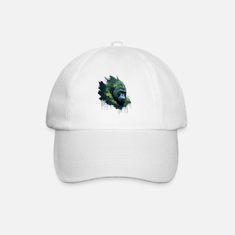 Aquarelle Gorille avec des feuilles - Casquette classique - blanc/blanc