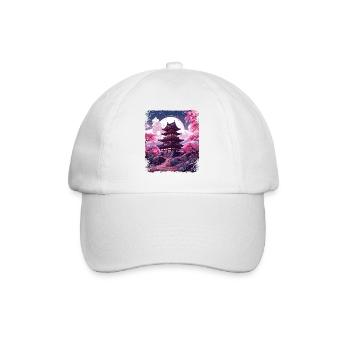 Sakura en fleurs de cerisier dans un temple Vaporwave - Casquette classique - blanc/blanc - Devant