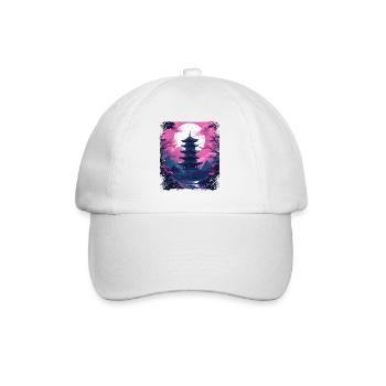 Sakura Cherry Blossom Tree dans un temple Vaporwave - Casquette classique - blanc/blanc - Devant