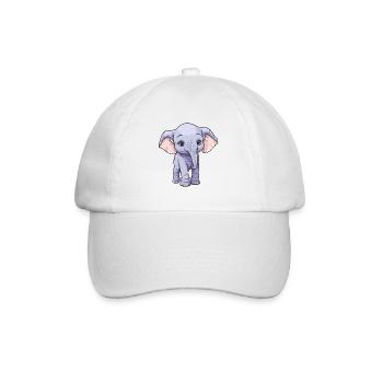 Cute Baby Elephant: Cute Cartoon Clipart - Baseball Cap - white/white - Front