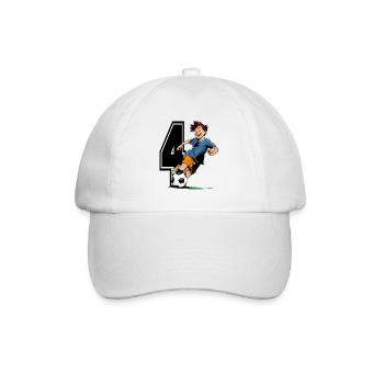 Football Birthday - 4 years old Boy - 4. - Baseball Cap - white/white - Front