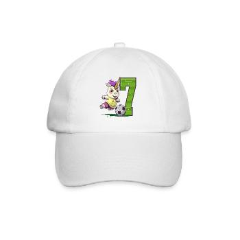 Soccer Unicorn - 7 Years Girl - 7th Birthday - Baseball Cap - white/white - Front