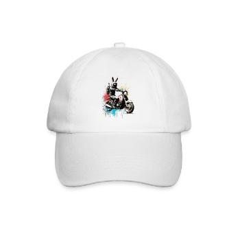 Graffiti lapin sur scooter moto - Casquette classique - blanc/blanc - Devant