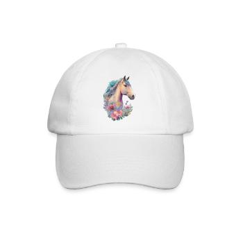 Le Horse Girl Kids Horse Flower Design - Casquette classique - blanc/blanc - Devant