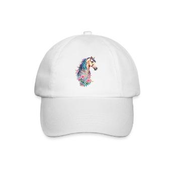 Beautiful horses breed horse with pastel flowers - Baseball Cap - white/white - Front