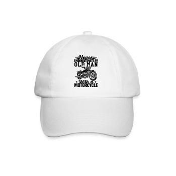 Never underestimate an old man with a motorcycle - Baseball Cap - white/white - Front