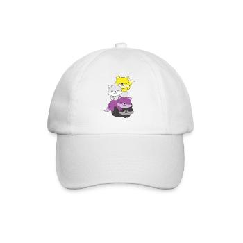 Nonbinary Flag Pride LGBTQ Cute Fox Stack - Baseball Cap - white/white - Front