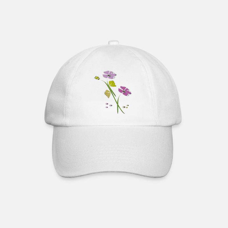 Blumen, Flowers - Baseballkappe - Weiß/Weiß