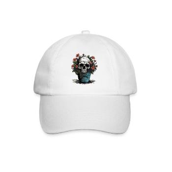Totenkopf und Topfpflanzen - Baseballkappe - Weiß/Weiß - Vorne