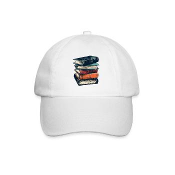Stack of books for bookworms and bookworms - Baseball Cap - white/white - Front
