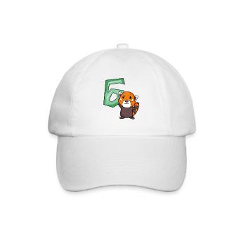 6. Geburtstag Motiv Roter Panda - sechs Jahre alt - Baseballkappe - Weiß/Weiß - Vorne