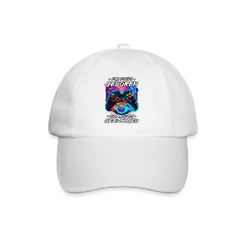 zum Zocken Geboren zum Arbeite Gezwungen - Baseballkappe - Weiß/Weiß - Vorne