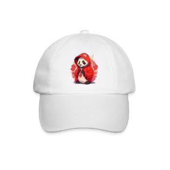 Panda mit Hoody - Baseballkappe - Weiß/Weiß - Vorne