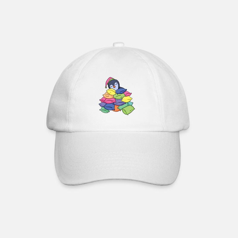 Schlafender Pinguin - Baseballkappe - Weiß/Weiß