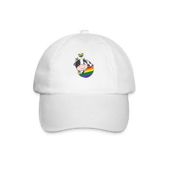 Regenbogen Flag Pride LGBTQ süßes Kuh Love - Baseballkappe - Weiß/Weiß - Vorne