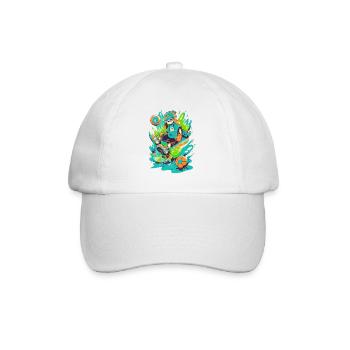 Funky soccer player in street art gaming design - Baseball Cap - white/white - Front