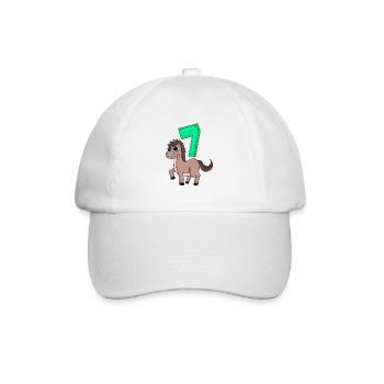 7. Geburtstag Motiv Pferd - sieben Jahre - Baseballkappe - Weiß/Weiß - Vorne