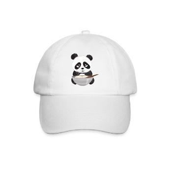Panda with chopsticks and rice, Asian - Baseball Cap - white/white - Front