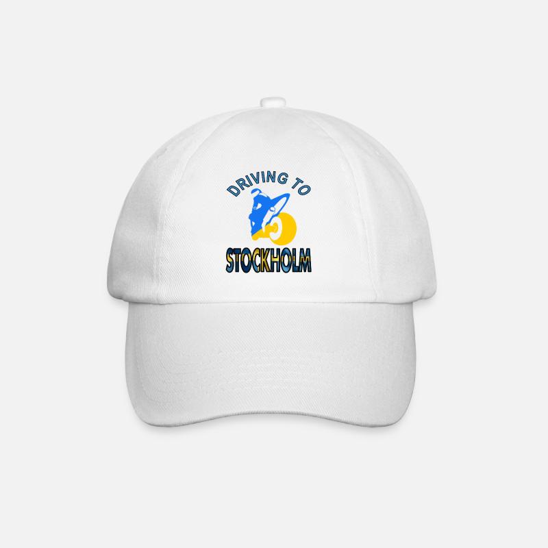 Mit Motorrad nach Stockholm Schweden Geschenkidee - Baseballkappe - Weiß/Weiß