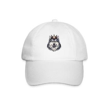 Alaskan Malamute Cooler Hund trägt Krone - Baseballkappe - Weiß/Weiß - Vorne