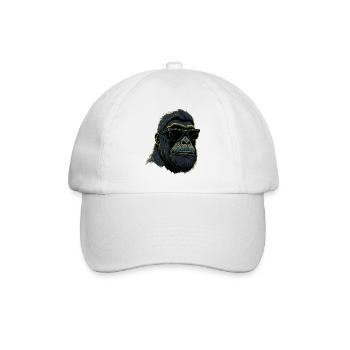 Gorilla mit Sonnebrille - Baseballkappe - Weiß/Weiß - Vorne