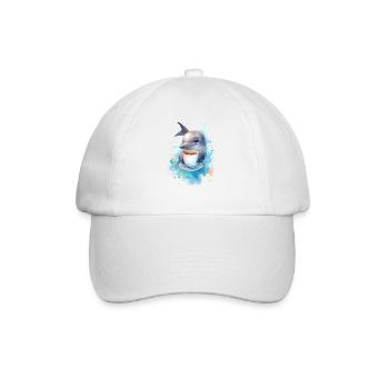 Dauphin avec style aquarelle café - Casquette classique - blanc/blanc - Devant