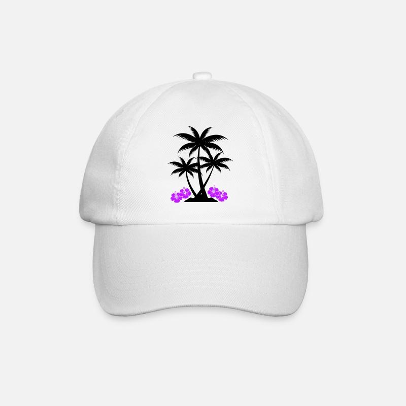 Palm hibiscus - Baseball Cap - white/white